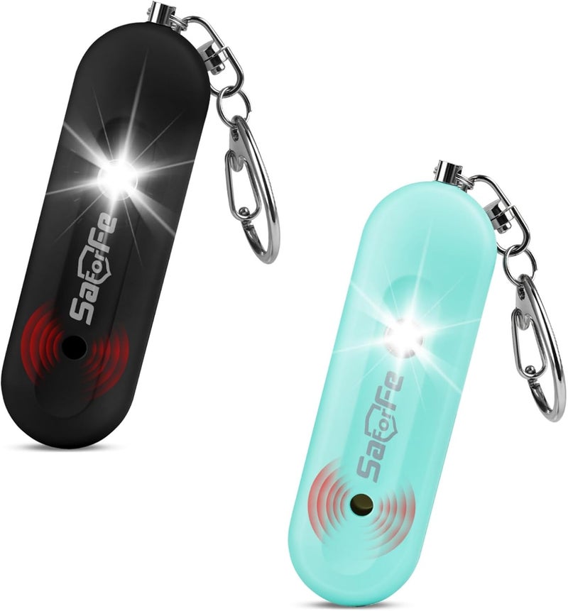 SaForFe Personal Safety Alarm - Waterproof Rechargeable Security Alarm - 140dB Extra Loud Siren & Strobe Light - Self Defense Keychain - Gift for Women, Teenagers, College Girls, Seniors(Aqua+Black) - Image 1